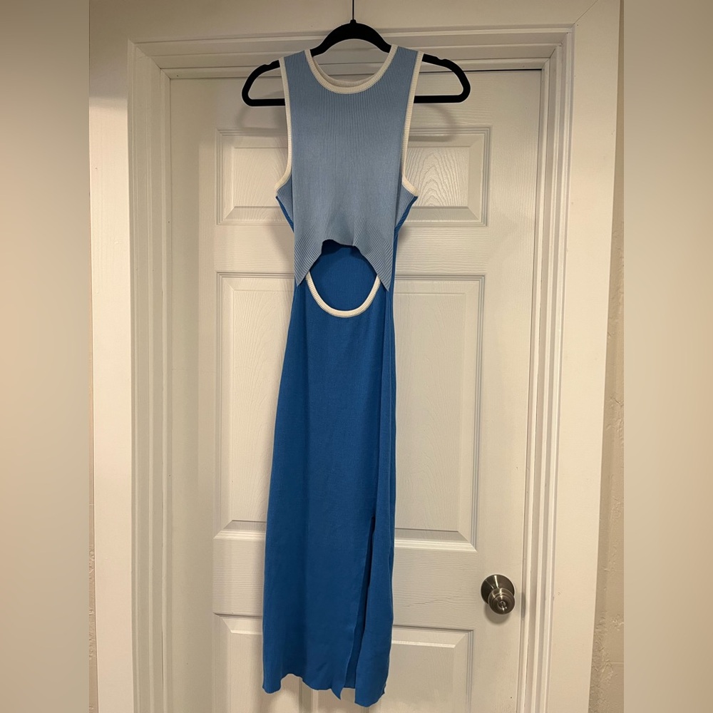 Knit Cutout Side Slit Bodycon Midi Dress Size M (6-8)